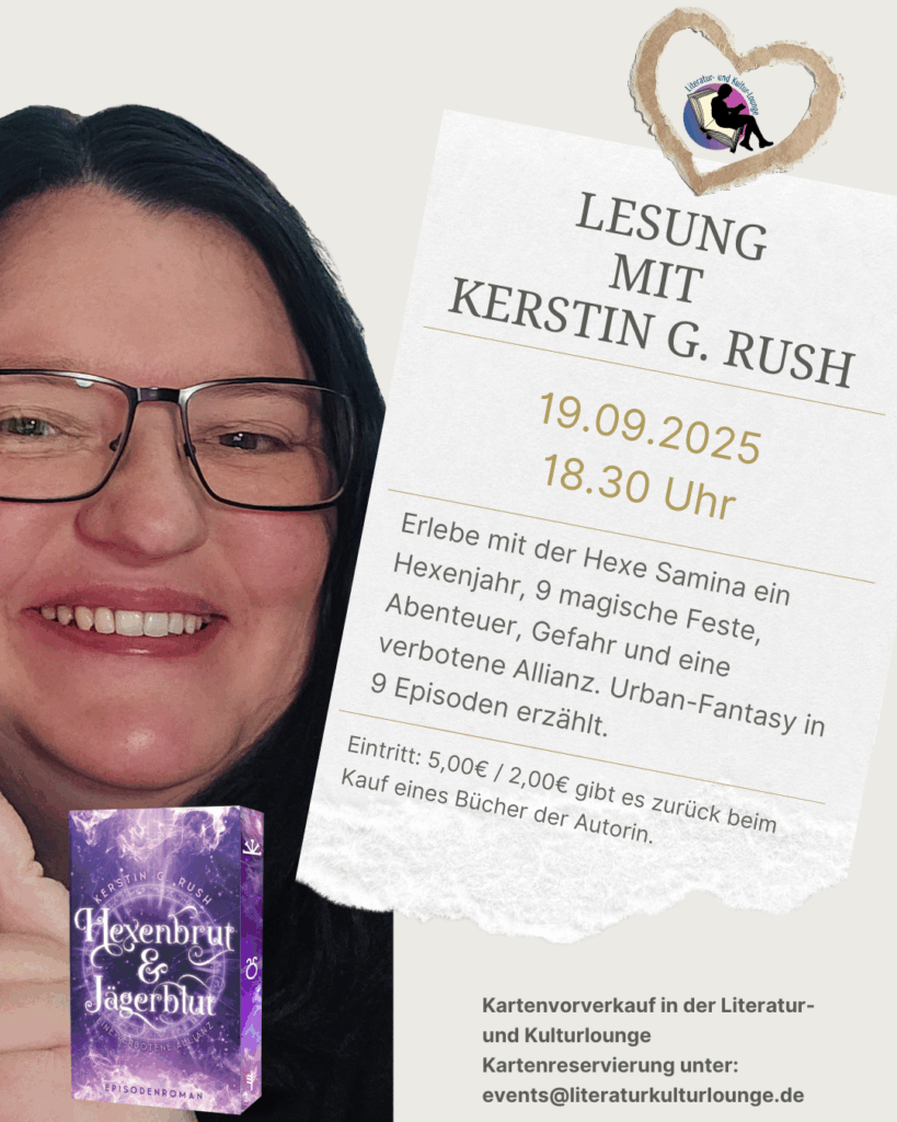 Ankündigungsflyer der Lesung mit der pfälzer Autorin Kerstin. G. Rush